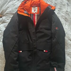 Moncler Orange and Black Logo Jacket